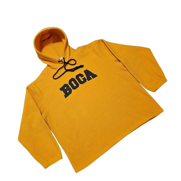 Vintage Y2k Boca Authentic Yellow Fleece Hoodie - Picture 2 of 3